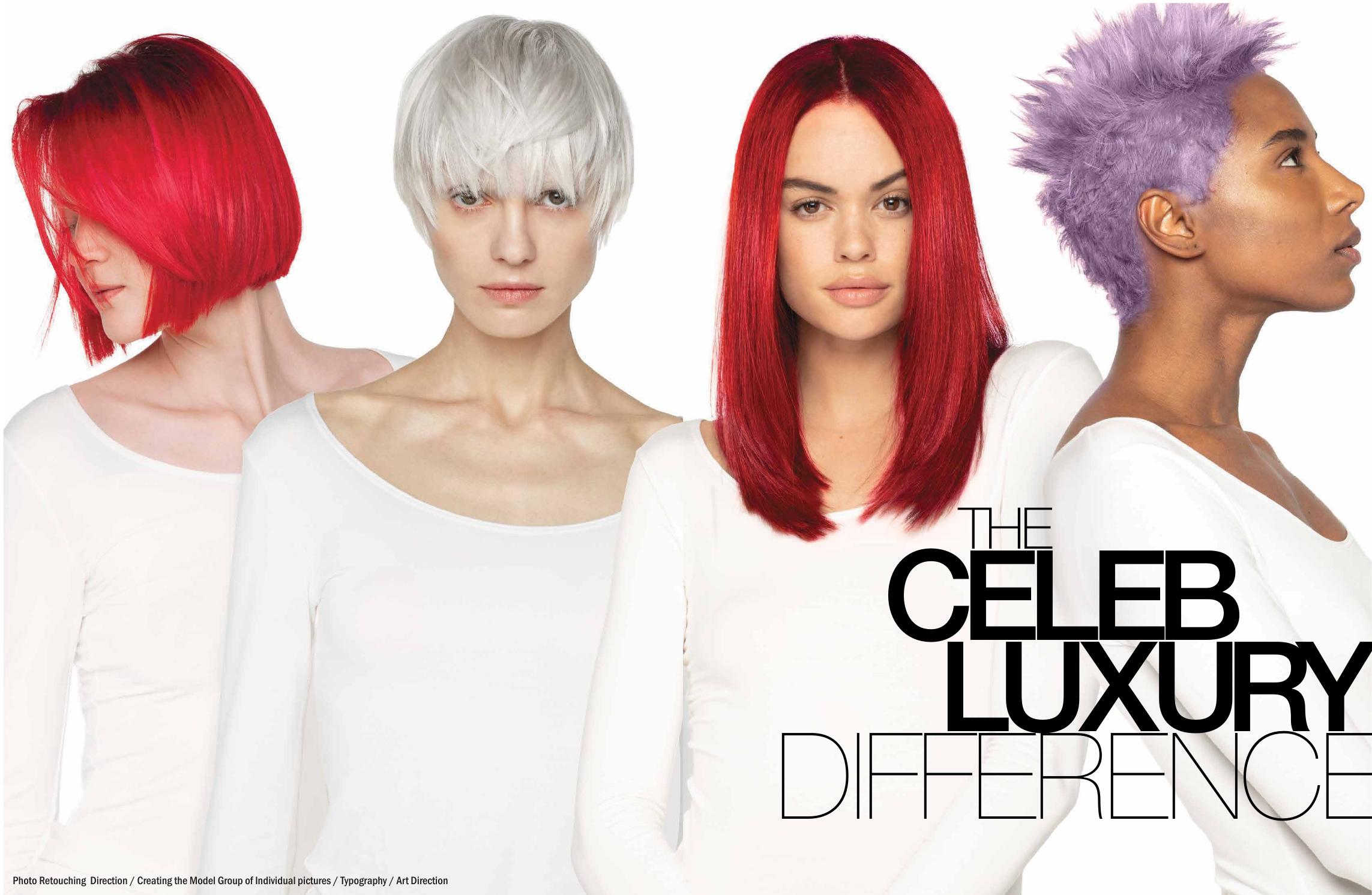 Celeb Luxury campaign art direction featuring four hair color looks