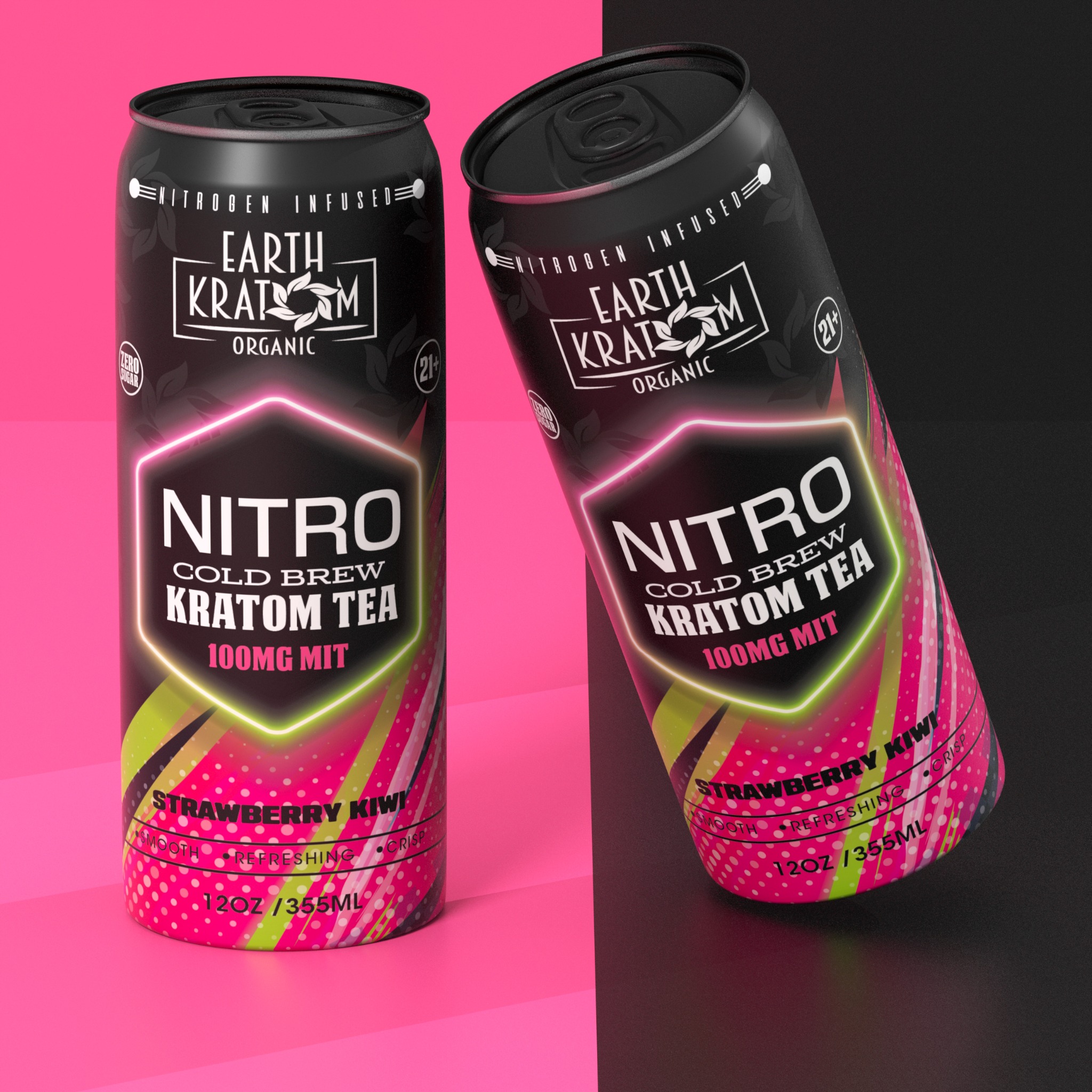 Earth Kratom Nitro Strawberry Kiwi packaging and product visual